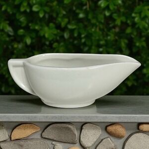 Hall Pottery 145 Elephant‎ Ear Sauce Boat Ivory Ironstone USA Restaurant Ware